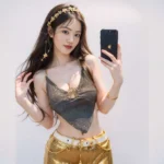 Golden Halo – Metallic Handcarved Halter Top