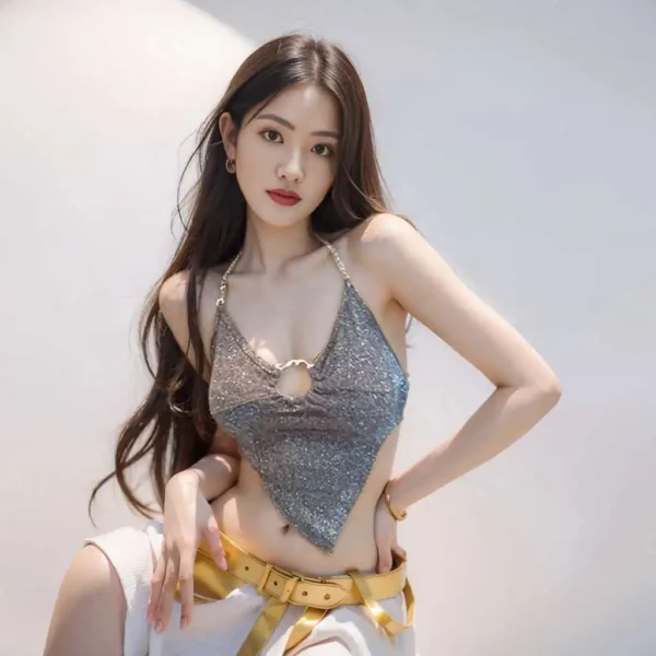 Golden Halo – Metallic Handcarved Halter Top