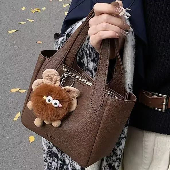 Elegant PU Leather Handbag with Flower Charm