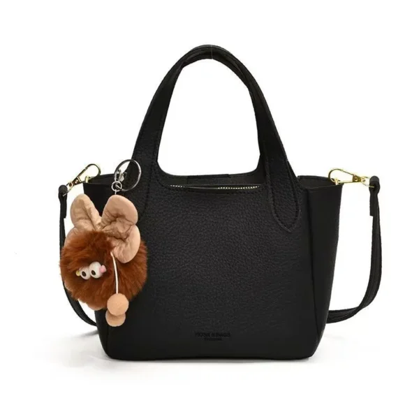 Elegant PU Leather Handbag with Flower Charm