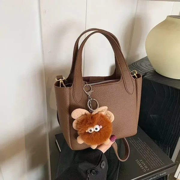 Elegant PU Leather Handbag with Flower Charm