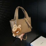 Elegant PU Leather Handbag with Flower Charm