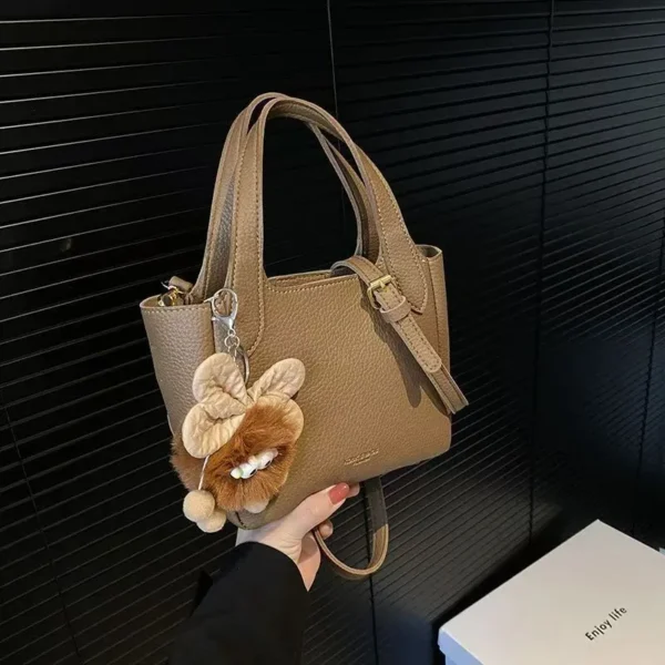 Elegant PU Leather Handbag with Flower Charm