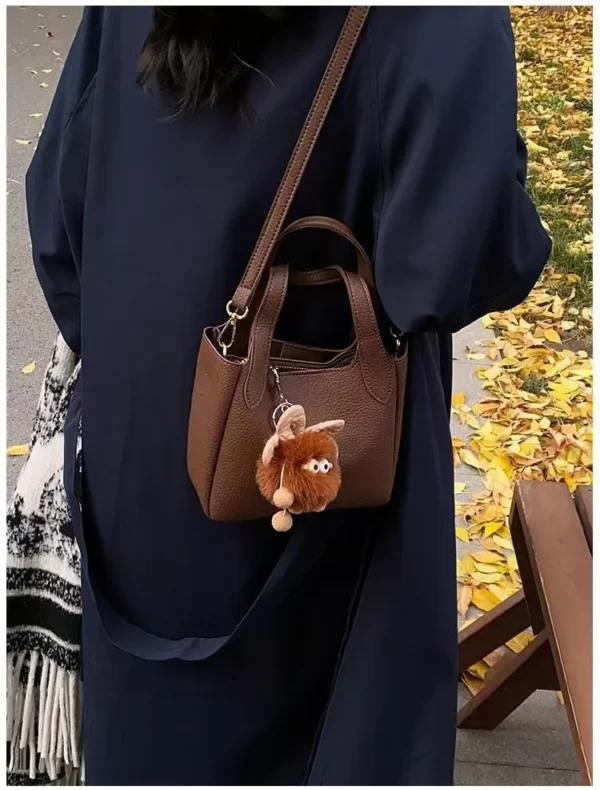 Elegant PU Leather Handbag with Flower Charm