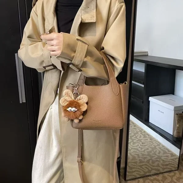 Elegant PU Leather Handbag with Flower Charm