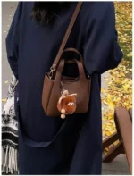 Elegant PU Leather Handbag with Flower Charm