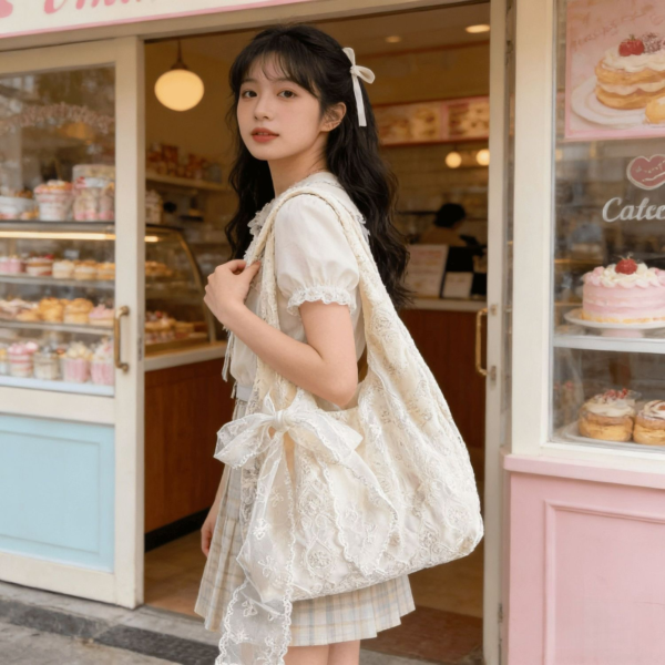 Lace Bow Tote Bag