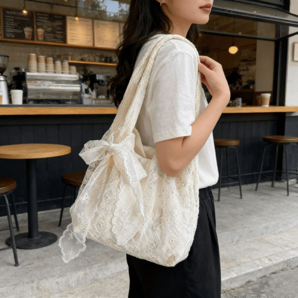 Lace Bow Tote Bag