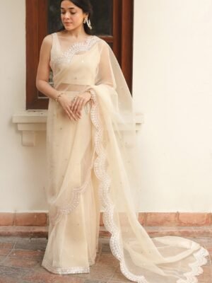 Ivory Saree-Pakistani Originals 1