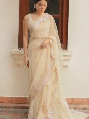 Ivory Saree-Pakistani Originals