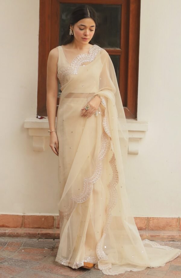Ivory Saree-Pakistani Originals